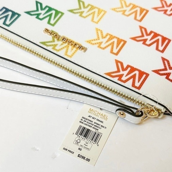Michael kors XL zip clutch wristlet optic white multi Rainbow - Picture 8 of 8